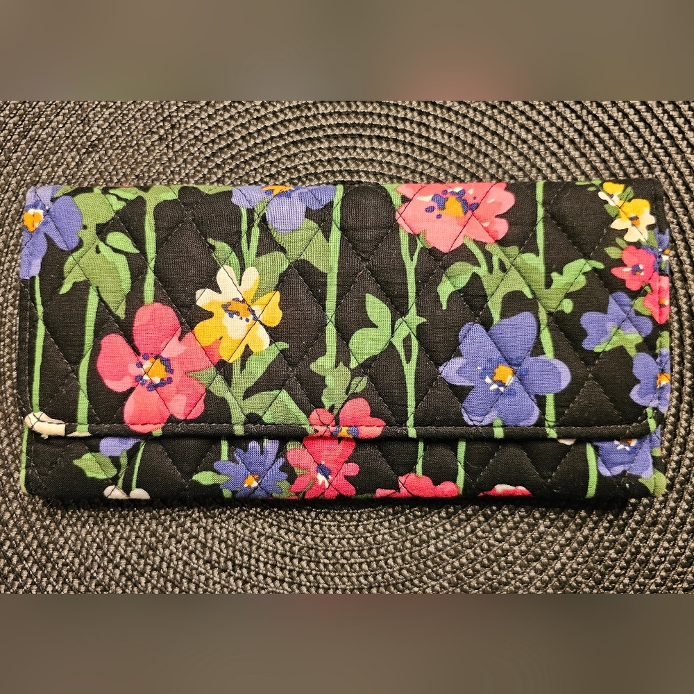 Vera Bradley Black Floral Quilted Wallet